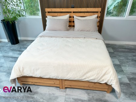 ست ملحفه کامل لینن مدل Cottage برند Berolige دو نفره شش تکه سایز 200×180