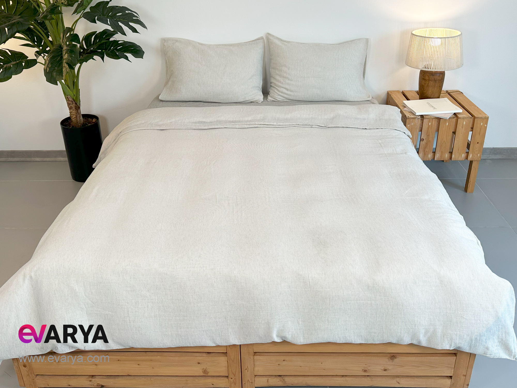 ست ملحفه کامل لینن مدل Simon برند Berolige دو نفره چهار تکه سایز 200×160