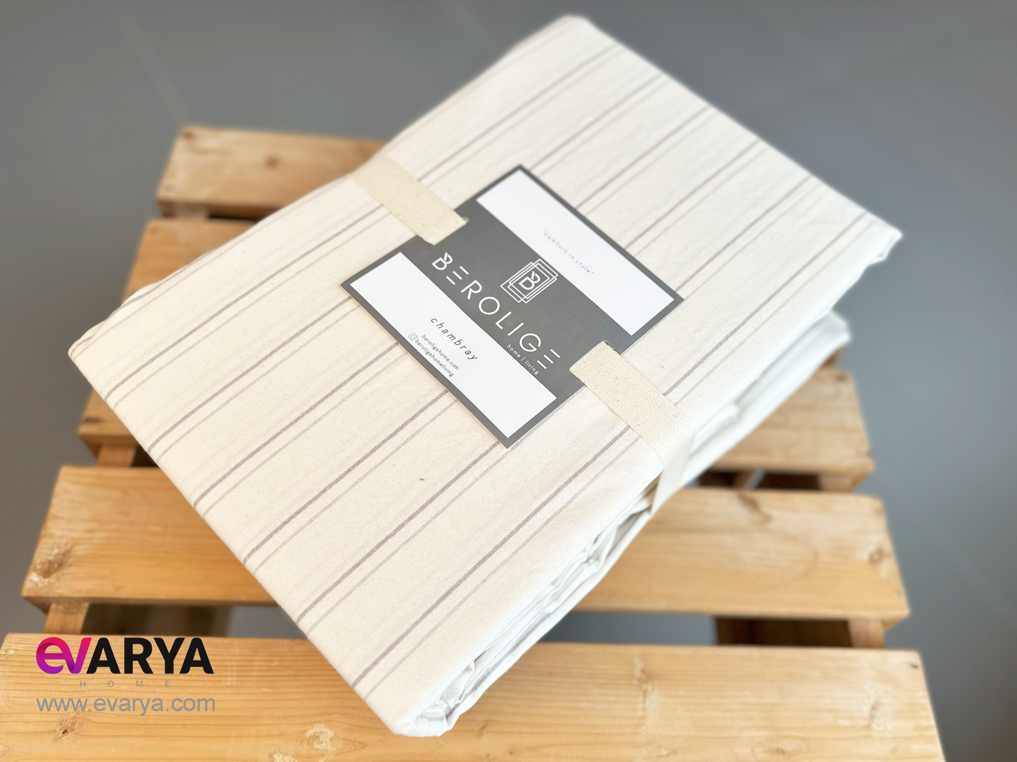 ست ملحفه کامل لینن مدل Sunday برند Berolige دو نفره چهار تکه سایز 200×180