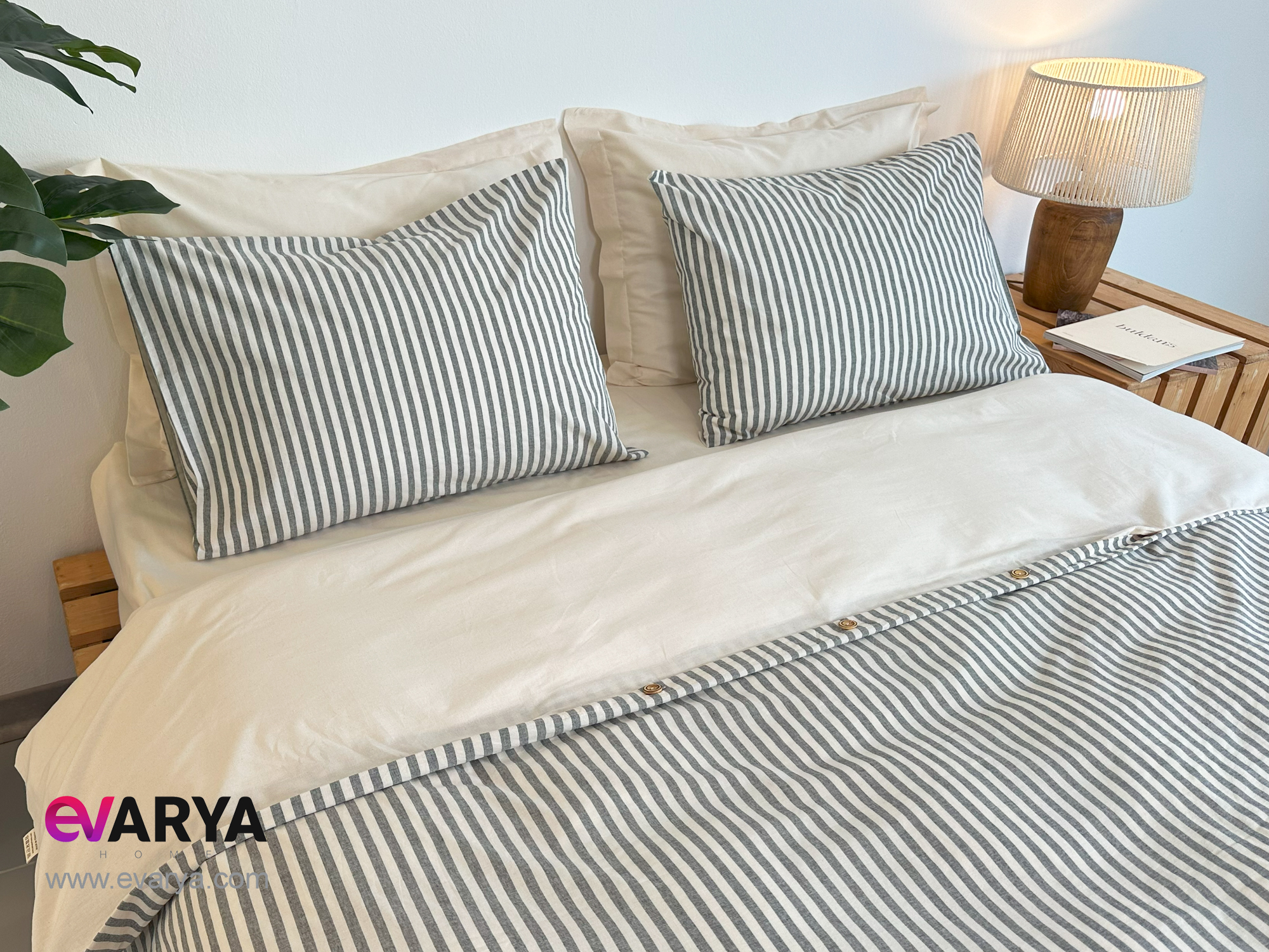 ست ملحفه لینن مدل Nives برند Saheser تکنفره چهار تکه سایز 120x200 رنگ طوسی