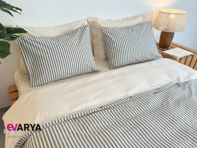 ست ملحفه لینن مدل Nives برند Saheser تکنفره چهار تکه سایز 120x200 رنگ طوسی