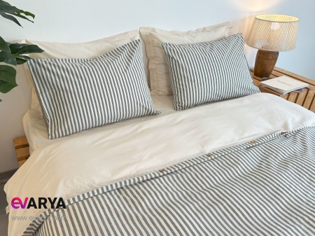 ست ملحفه لینن مدل Nives برند Saheser تکنفره چهار تکه سایز 120x200 رنگ طوسی